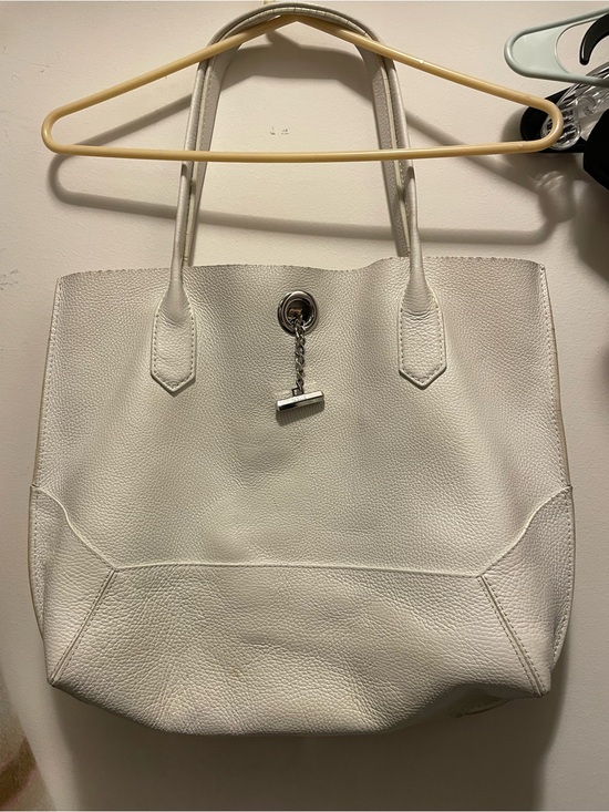 Botkier Handbags - Botkier White Pebbled Leather Tote with Chain Toggle